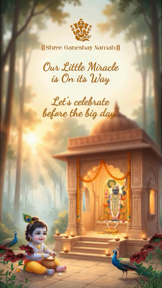 Kanha Krishna theme baby shower invitation website template by Invifest